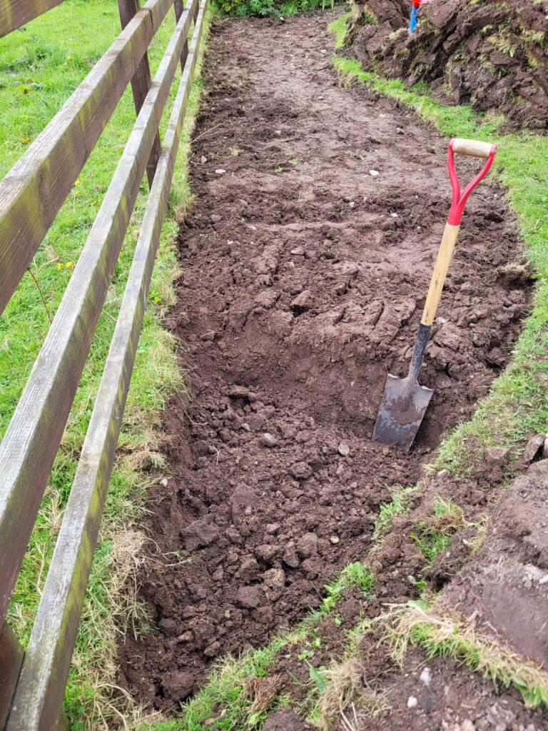 Digging two spade depths